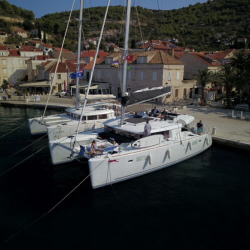 Catamarans docked on island Vis, Croatia